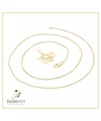 BEBERLINI Lock Love Pendant 14K Gold Filled Box Rope Cuban Link Necklace CZ Charm Set Lobster Clasp Cubic Zirconia Fashion Je...