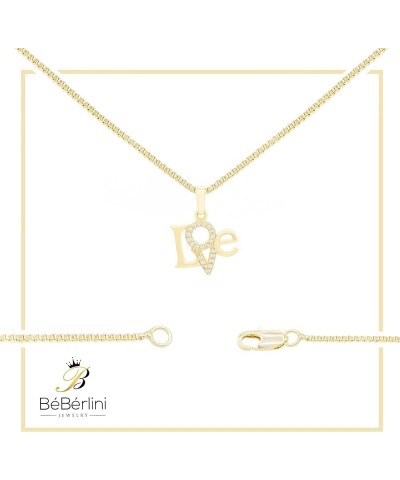 BEBERLINI Lock Love Pendant 14K Gold Filled Box Rope Cuban Link Necklace CZ Charm Set Lobster Clasp Cubic Zirconia Fashion Je...