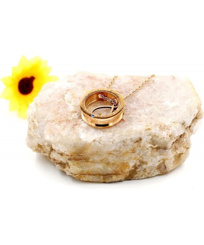 Christian Circle Round Ring Necklace Engraved Faith As Small As A Mustard Seed Can Move Mountains Y958 Blue CZ-drop-rose gold...