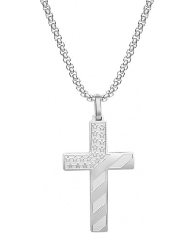 American Flag Cross Pendant Necklace Silver $14.10 Necklaces