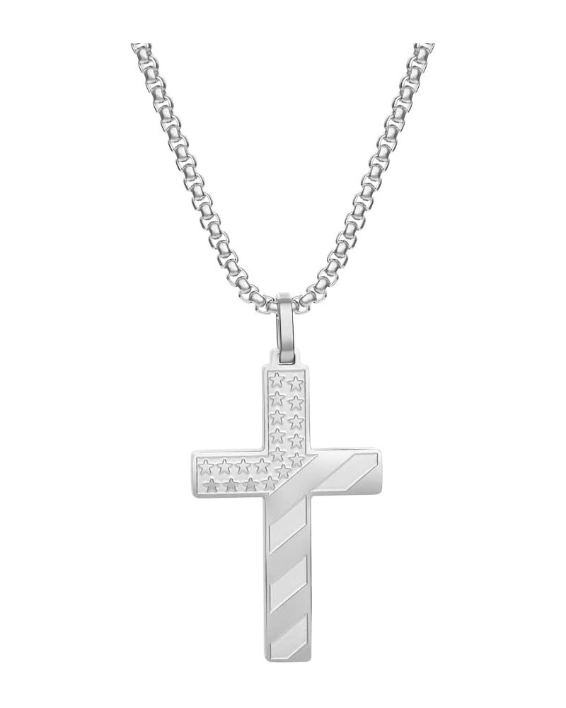 American Flag Cross Pendant Necklace Silver $14.10 Necklaces