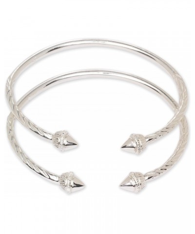 Elegant Pointed Ends .925 Sterling Silver West Indian Bangles,1 pair $75.11 Bracelets