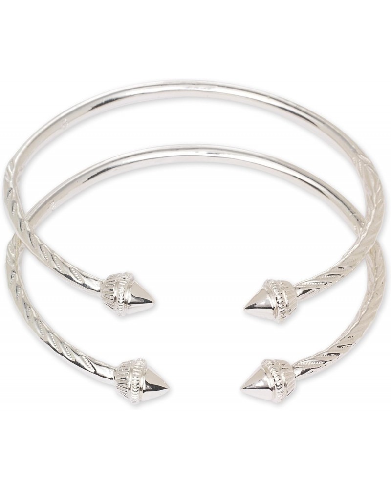 Elegant Pointed Ends .925 Sterling Silver West Indian Bangles,1 pair $75.11 Bracelets