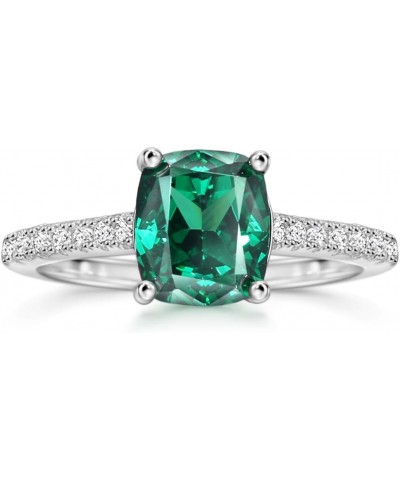 S925 1.5ct Cushion Cut Cubic Zirconia Engagement Rings For Women Green Diamond Wedding Ring Promise Ring Sterling Silver Wedd...