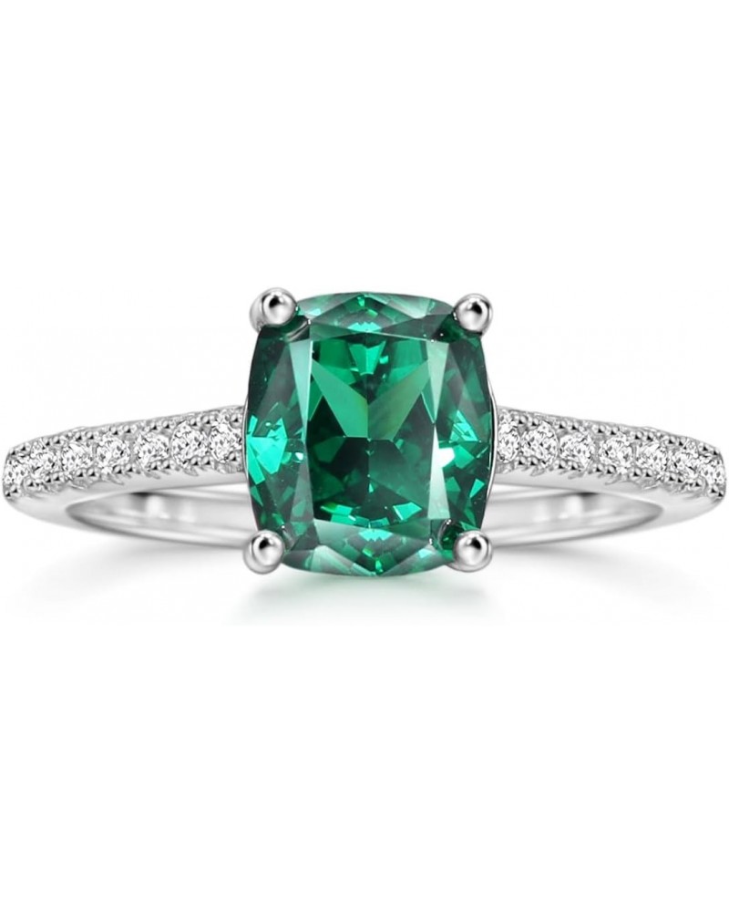 S925 1.5ct Cushion Cut Cubic Zirconia Engagement Rings For Women Green Diamond Wedding Ring Promise Ring Sterling Silver Wedd...