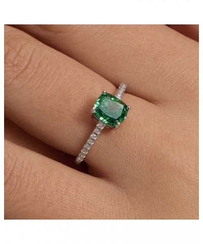 S925 1.5ct Cushion Cut Cubic Zirconia Engagement Rings For Women Green Diamond Wedding Ring Promise Ring Sterling Silver Wedd...