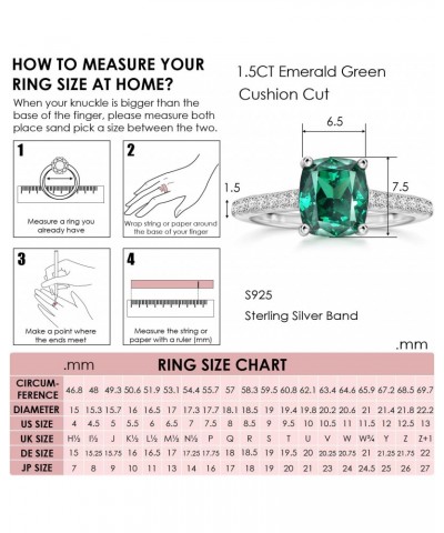 S925 1.5ct Cushion Cut Cubic Zirconia Engagement Rings For Women Green Diamond Wedding Ring Promise Ring Sterling Silver Wedd...