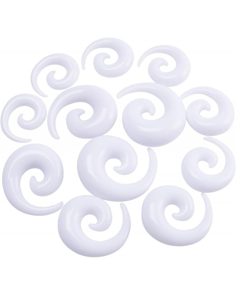 12PCS 00G-13/16 10mm-20mm Acrylic Big Gauges Kit Spirals Horseshoes Tapers Ear Stretching Tunnels Plugs Tapers Expander White...