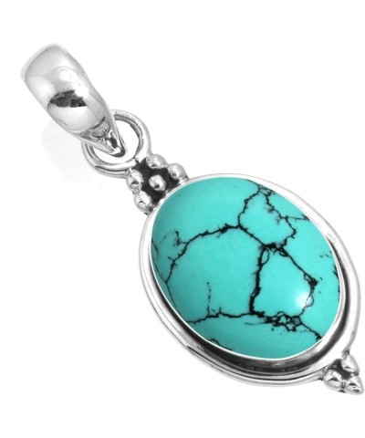 925 Sterling Silver Handmade Pendant for Women 10x14 Oval Gemstone Costume Silver Jewelry for Gift (99553_P) Turquoise $20.43...