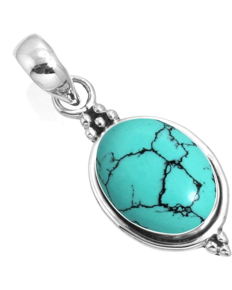 925 Sterling Silver Handmade Pendant for Women 10x14 Oval Gemstone Costume Silver Jewelry for Gift (99553_P) Turquoise $20.43...