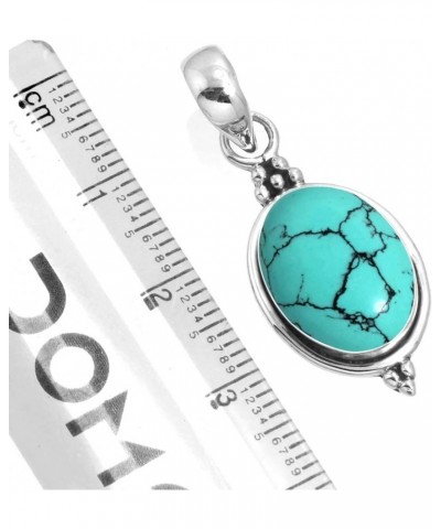 925 Sterling Silver Handmade Pendant for Women 10x14 Oval Gemstone Costume Silver Jewelry for Gift (99553_P) Turquoise $20.43...