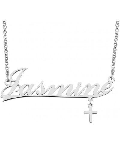 Custom Stainless Steel Pendant Customized Plate Silver Personalized Name Necklace Jasmine $10.31 Necklaces