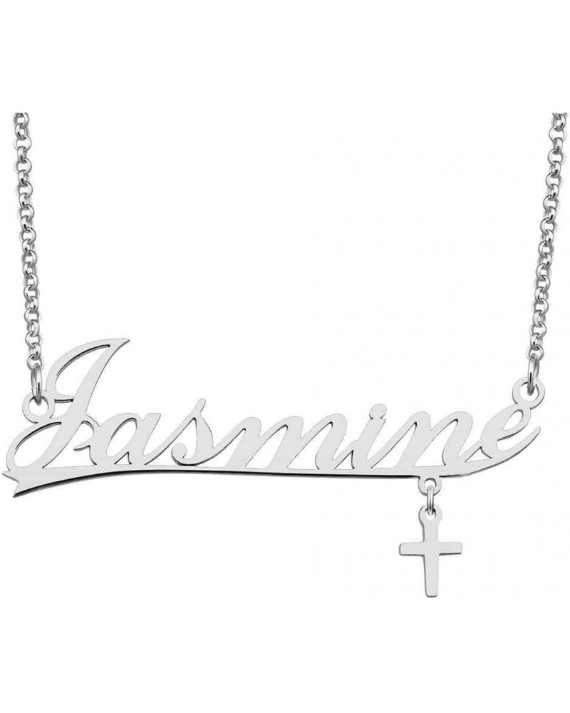 Custom Stainless Steel Pendant Customized Plate Silver Personalized Name Necklace Jasmine $10.31 Necklaces