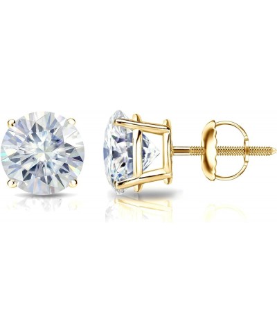 1 to 7 Carat Moissanite Round Stud Earrings in 14k Gold (J-K, cttw) 4-Prong Basket Screw Back Yellow Gold 5.0 carats $481.74 ...