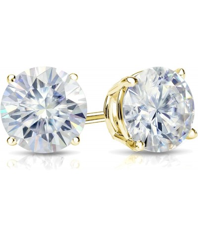 1 to 7 Carat Moissanite Round Stud Earrings in 14k Gold (J-K, cttw) 4-Prong Basket Screw Back Yellow Gold 5.0 carats $481.74 ...