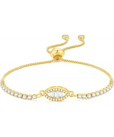 14K Gold Plated Bracelet Cubic Zirconia Classic Tennis Adjustable Slider Chain Bracelet Fashion Jewelry for Women Girls Eye $...