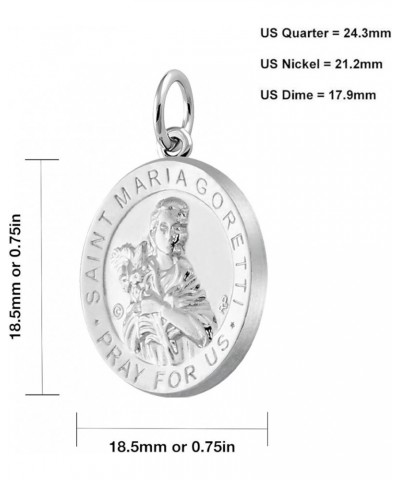 Ladies 925 Sterling Silver 18.5mm Saint Maria Goretti Medal Pendant Necklace, 18in to 24in 24in 2.3mm Figaro Chain $40.49 Pen...