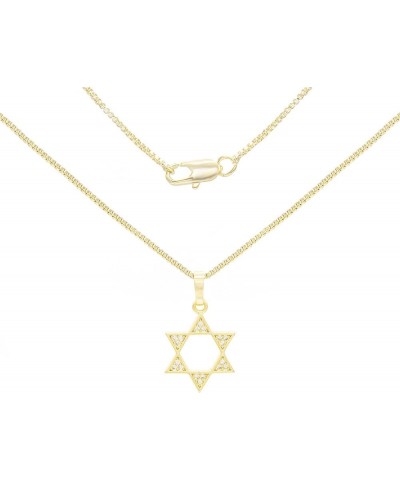 BEBERLINI Jewish Star of David Cubic Zirconia Religious Pendant 14K Gold Filled Box Rope Cuban Link Chain Necklace Set CZ Cha...