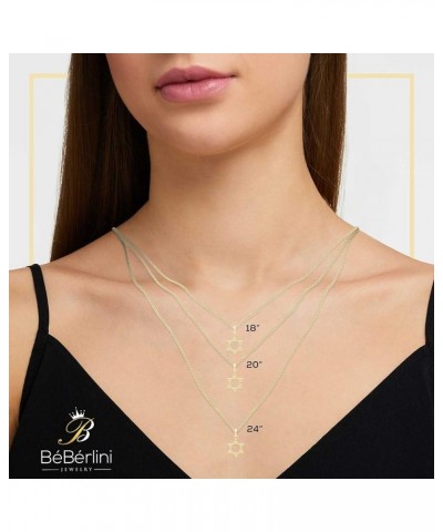 BEBERLINI Jewish Star of David Cubic Zirconia Religious Pendant 14K Gold Filled Box Rope Cuban Link Chain Necklace Set CZ Cha...