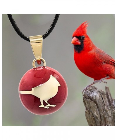 Red Cardinal Angel Caller Chime Necklace, Harmony Ball, Fairy Bell Jewelry, Handcrafted 20" Black Cord with Silver Clasp $24....