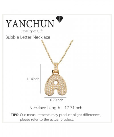 Bubble Letter Necklace Gold for Women Balloon Letter Necklace Balloon Alphabet Pendant Necklaces Cubic Zirconia Initial Neckl...