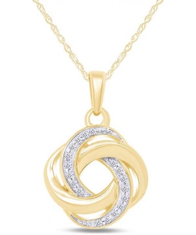 Natural Diamond Accent Love Knot Pendant Necklace In 14K Gold Over Sterling Silver With 18" Rope Chain yellow-gold-plated-sil...