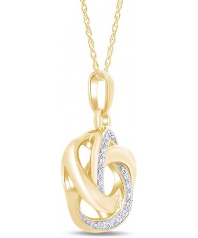 Natural Diamond Accent Love Knot Pendant Necklace In 14K Gold Over Sterling Silver With 18" Rope Chain yellow-gold-plated-sil...