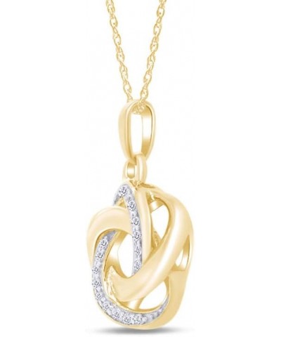 Natural Diamond Accent Love Knot Pendant Necklace In 14K Gold Over Sterling Silver With 18" Rope Chain yellow-gold-plated-sil...