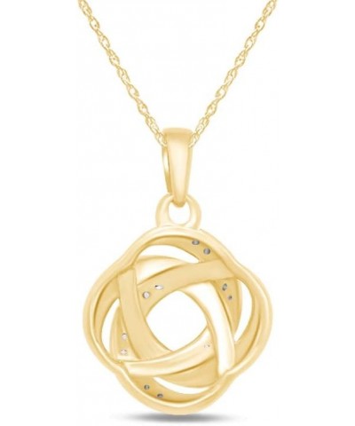 Natural Diamond Accent Love Knot Pendant Necklace In 14K Gold Over Sterling Silver With 18" Rope Chain yellow-gold-plated-sil...