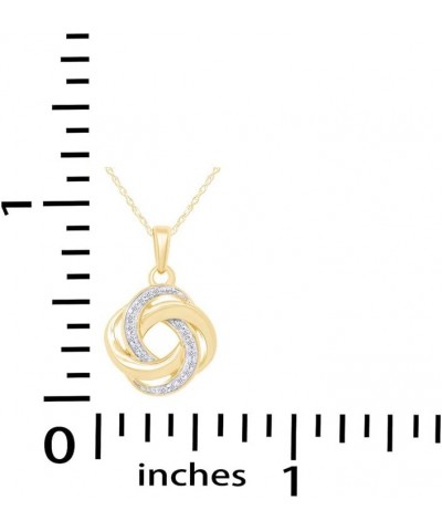 Natural Diamond Accent Love Knot Pendant Necklace In 14K Gold Over Sterling Silver With 18" Rope Chain yellow-gold-plated-sil...