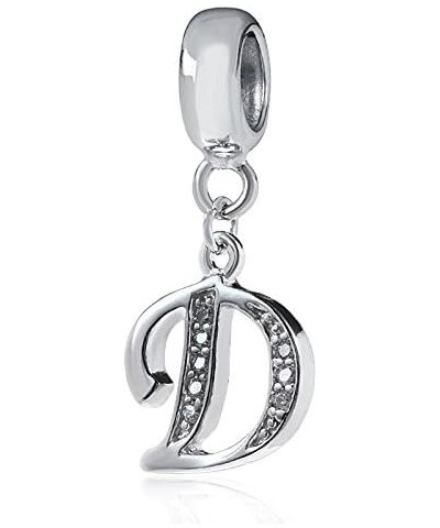 Alphabet Charm Letter Beads,A-Z Letter Initial Spacer,Solid Woman' Sterling Silver DIY Charm (W) D $10.79 Bracelets