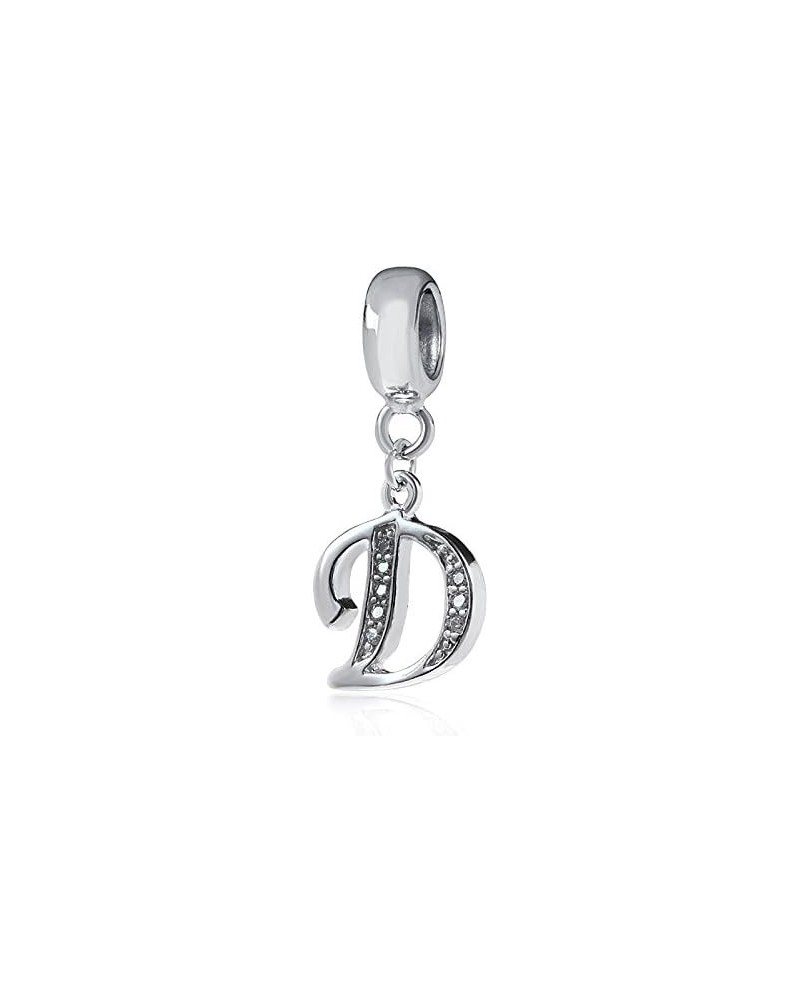 Alphabet Charm Letter Beads,A-Z Letter Initial Spacer,Solid Woman' Sterling Silver DIY Charm (W) D $10.79 Bracelets