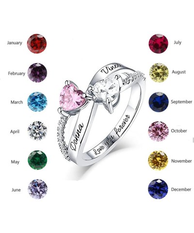 Personalized 2 Birthstones Ring with Natural Diamonds for Women Mom Wife Girlfriend,10K 14K 18K Solid Gold Custom Birthstones...