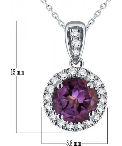 10k White Gold 1/8 ctw Diamond Halo Round Amethyst or Garnet Pendant Necklace 18" (H-I Color, I1-I2 Clarity) Amethyst $69.70 ...