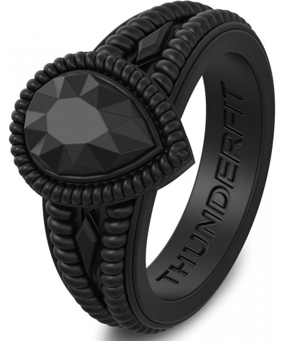 Women's Silicone Wedding Ring Like Diamond - 4.4mm~12.4mm Wide, 2mm~5.5mm Thick 11.5 - 12 (20.8mm) Black $14.55 Rings