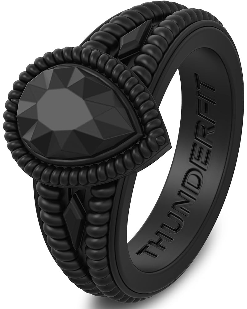 Women's Silicone Wedding Ring Like Diamond - 4.4mm~12.4mm Wide, 2mm~5.5mm Thick 11.5 - 12 (20.8mm) Black $14.55 Rings