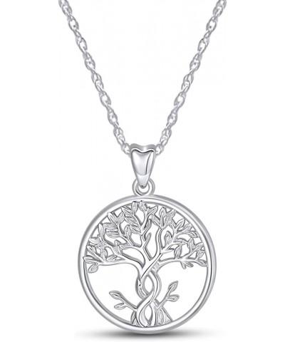 Round Family Tree Of Life Necklace Pendant Necklace In 14K Gold Over Sterling Silver With Along With 18" Chain Gifts for Wome...