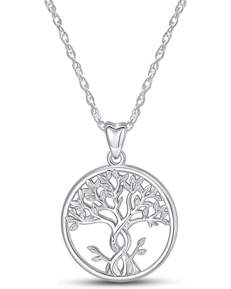 Round Family Tree Of Life Necklace Pendant Necklace In 14K Gold Over Sterling Silver With Along With 18" Chain Gifts for Wome...