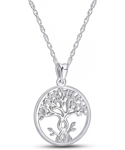 Round Family Tree Of Life Necklace Pendant Necklace In 14K Gold Over Sterling Silver With Along With 18" Chain Gifts for Wome...