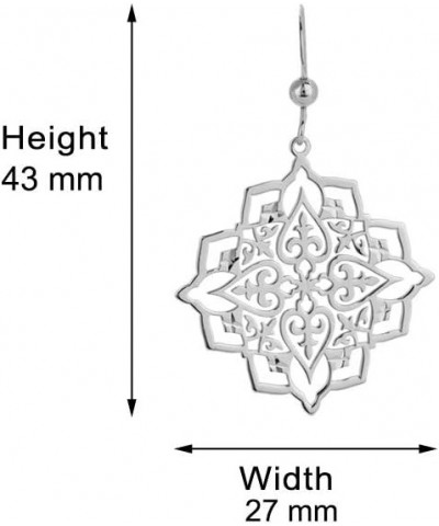 Rhodium Plated 925 Sterling Silver Light Weight Filigree Design Earrings with French Hook for Women and Girls $12.90 Earrings