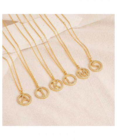 Gold Initial Necklaces - 14K Real Gold Plated Round Letter Pendant Hollow Capital Initial Necklaces for Women Girls, CZ Circl...