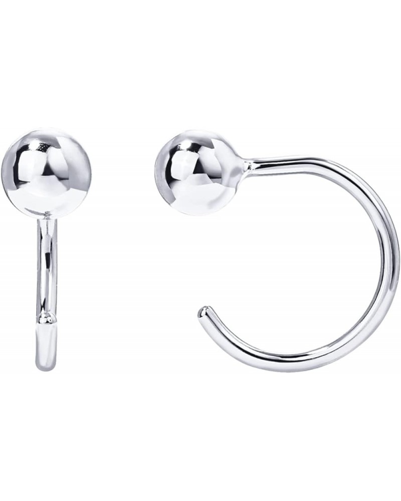 925 Sterling Silver Huggie Half Hoop Earrings | Hypoallergenic Minimalist Tiny Cartilage Earring White Gold Ball $10.23 Earrings