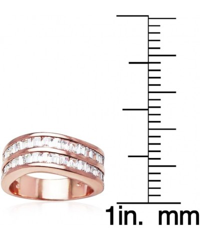 925 Sterling Silver Cubic Zirconia Baguette-cut Curved Channel Set Ring for Women and Teen Girls, Silver. Yellow & Rose Gold ...