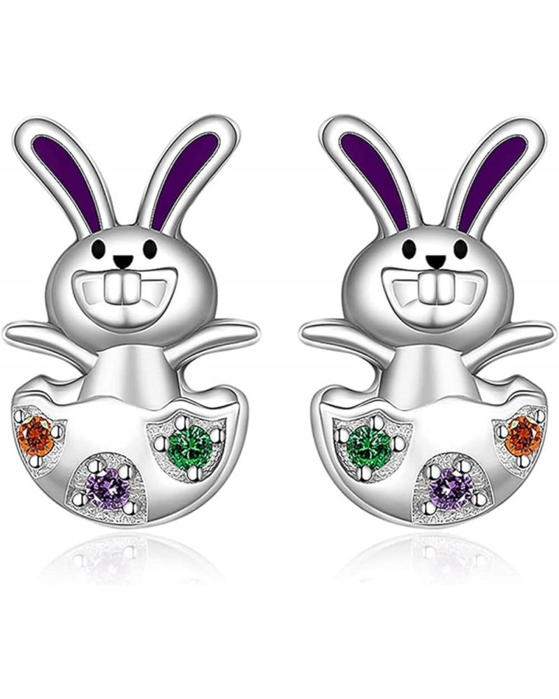 Easter Bunny Earrings Cute Animal Funny Rabbit Earrings 925 Sterling Silver Rabbit Carrot Stud Earrings for Women Girls Kids ...