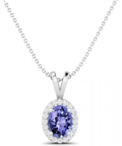 925 Sterling Silver Forever Classic 8X6 MM Oval Shape Multi Gemstone Solitaire Pendant Necklace Tanzanite $30.73 Necklaces