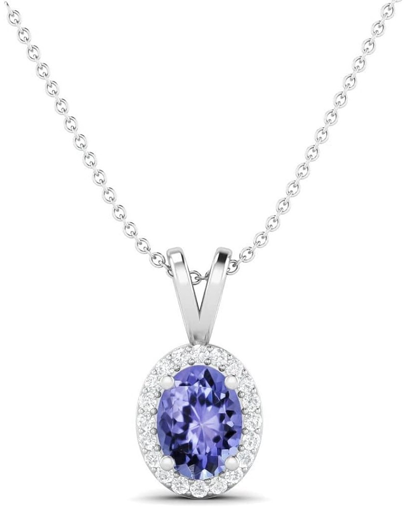 925 Sterling Silver Forever Classic 8X6 MM Oval Shape Multi Gemstone Solitaire Pendant Necklace Tanzanite $30.73 Necklaces