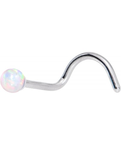 Steel 2.5mm Synthetic Opal Ball Left Nose Screw 20 Gauge 1/4 White $8.47 Body Jewelry