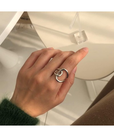 Chunky Gold Rings for Women Adjustable Silver Bold Thick Rings Gold Statement Rings Open Dome Ring Chunky Silver Rings for Wo...