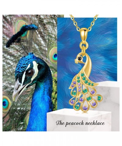 14K Real Gold Peacock Pendant Necklace for Women,Yellow Gold Divine Bird Necklaces Anniversary Birthday Jewelry Gifts for Wif...