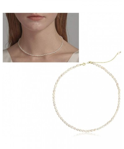 Pearl Necklace Dainty Choker Baroque Cultured Strands Tiny Chain Handmade Vintage Jewelry for Women Girls $7.39 Necklaces